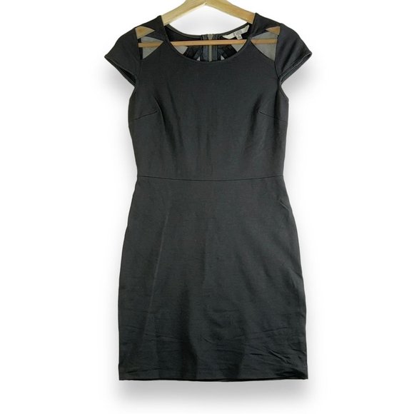 BB Dakota Womens Dress Small Bodycon Sheath Black Mesh Cut Out Back Zip Cocktail - Picture 1 of 12